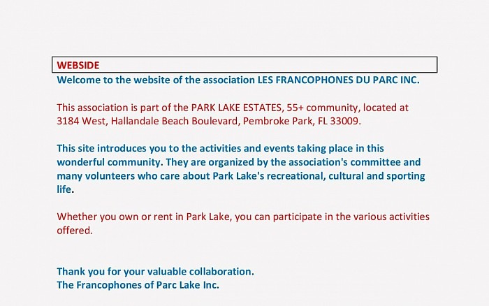 Park Lake Webside