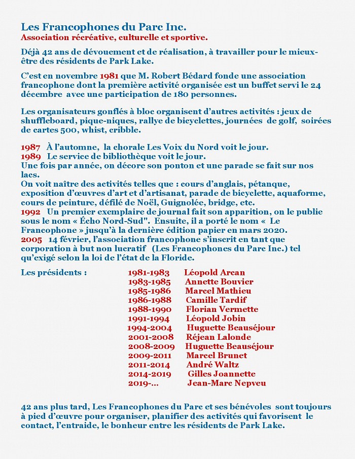 Park Lake historique