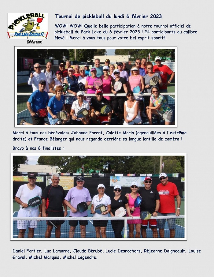 2022-2023 Pickleball tournoi