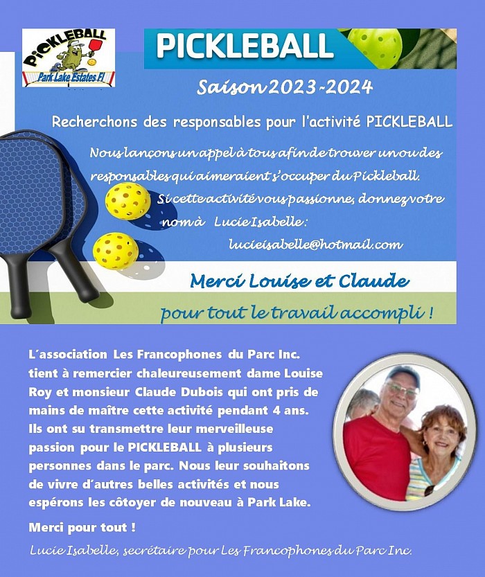 2023-2024 Pickleball à Park Lake