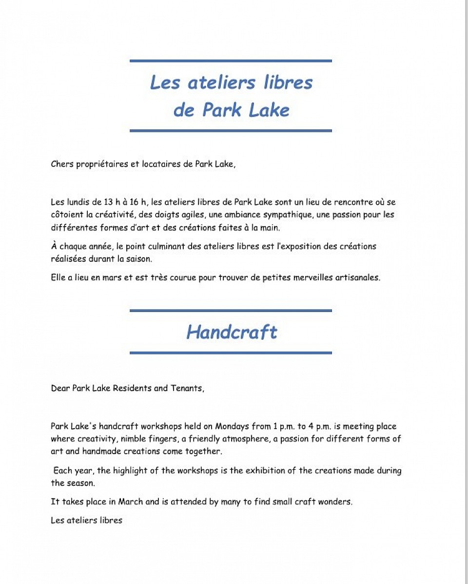 Ateliers libres