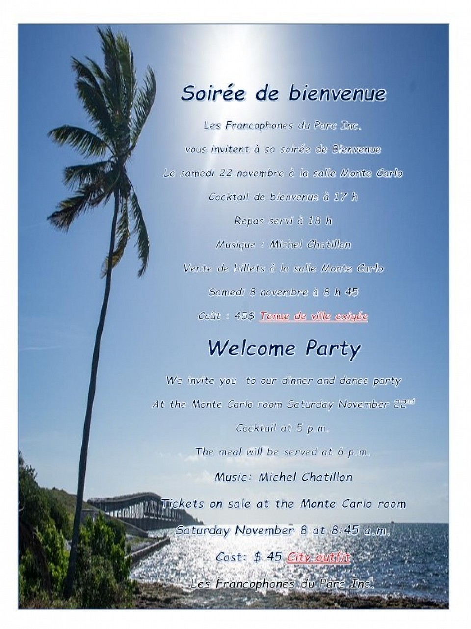 Soirée de bienvenue 23 novembre 2024